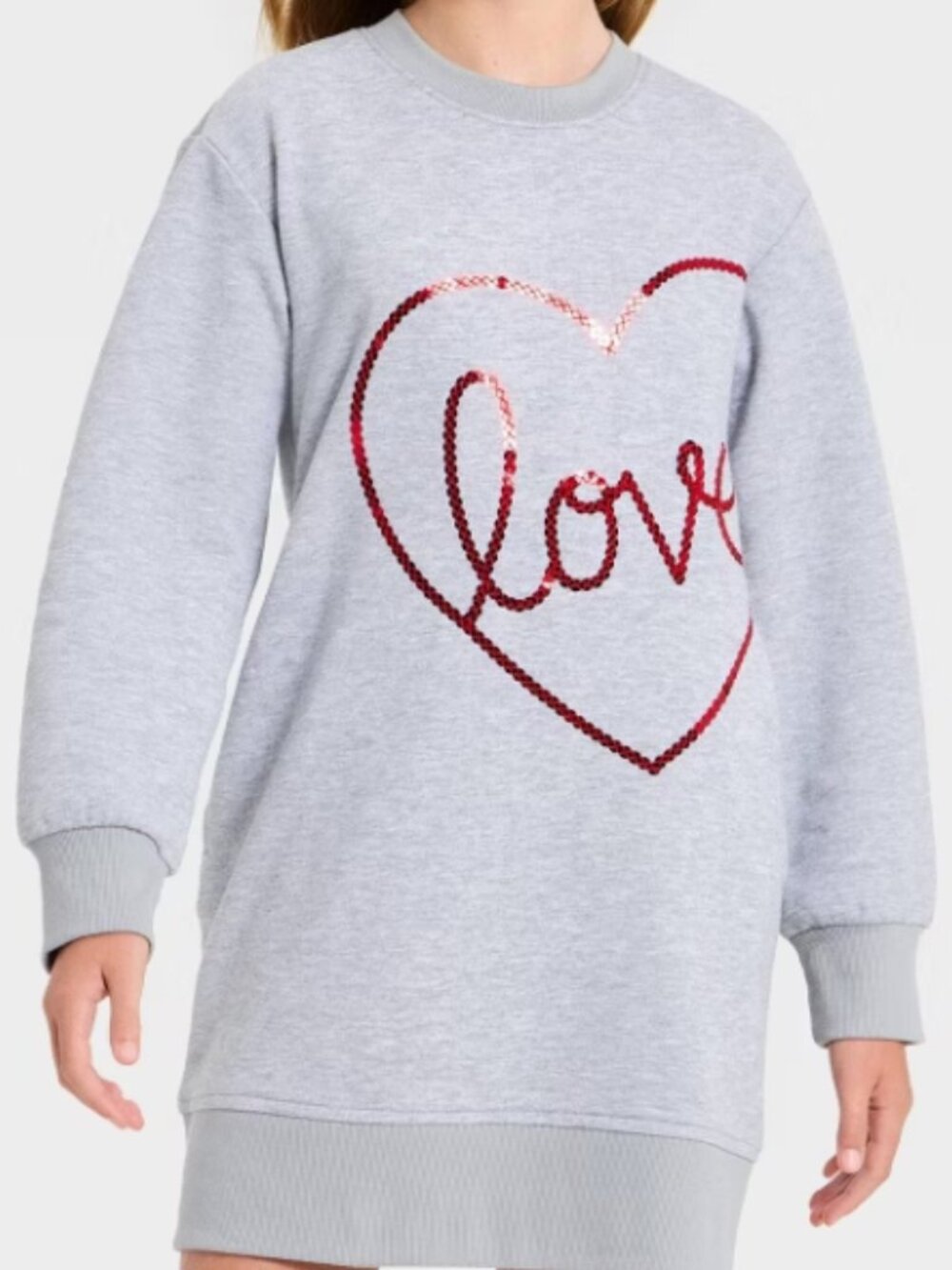 Girls' Long Sleeve 'Love' Dress - Cat & Jack™ Heather Gray XS